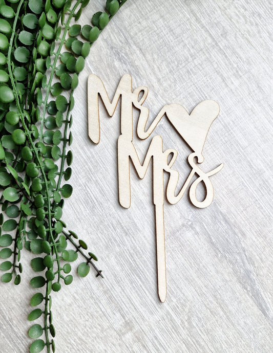 Mr & Mrs Wooden MDF Cake Topper – Perfect for Wedding & Engagement Celebrations