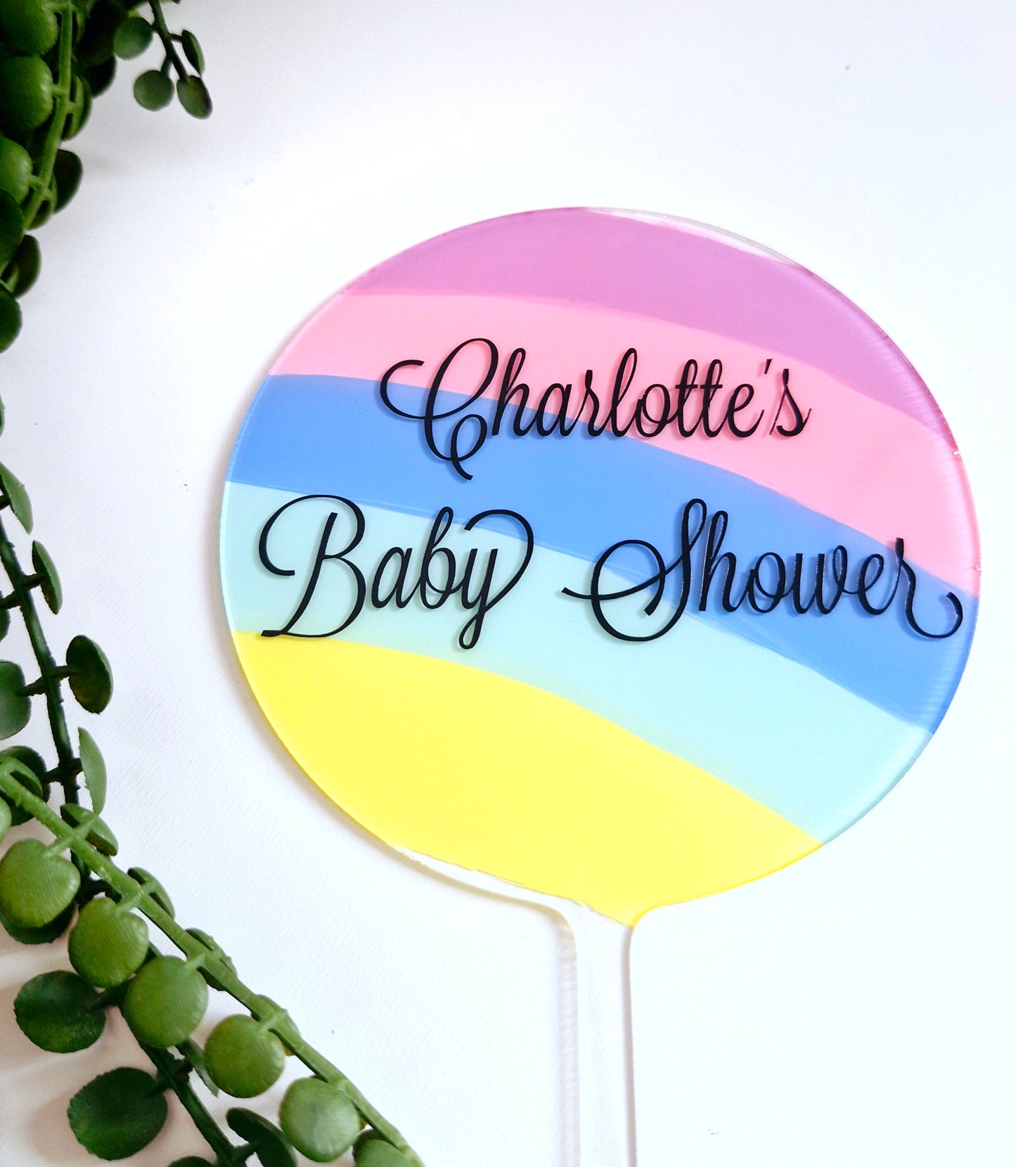 Rainbow Acrylic Cake Topper 10cm – Colorful Decoration for Birthdays & Celebrations!