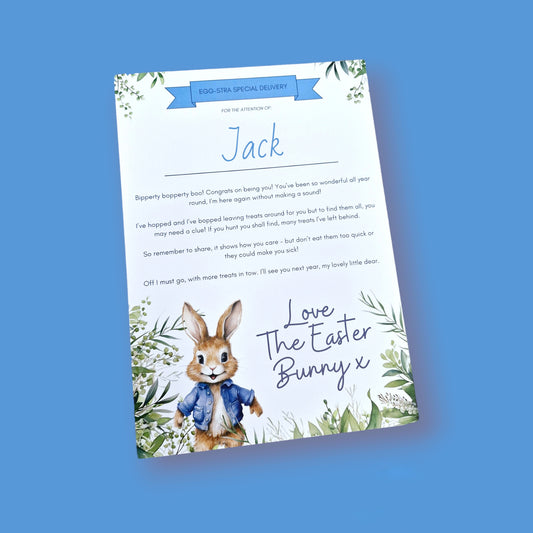 Personalised Blue Easter Bunny Certificate – A Special Keepsake for Your Little One!