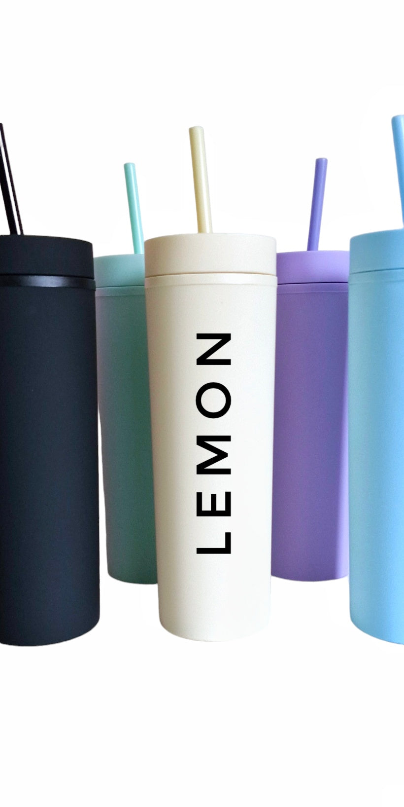 Personalised Skinny Tumbler 16oz with lid and straw, Matte, reusable.