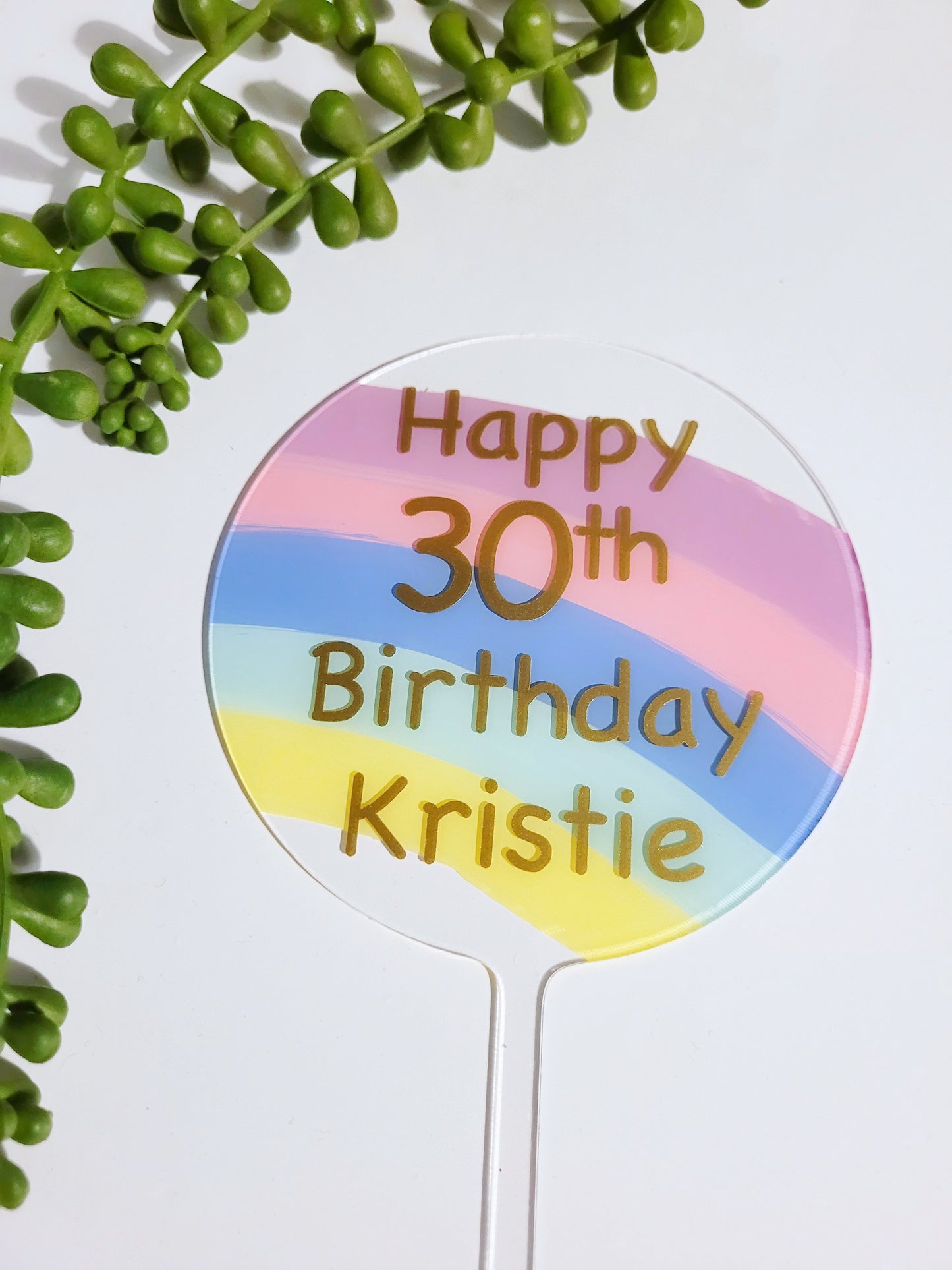 Rainbow Acrylic Cake Topper 10cm –  Colorful Decoration for Birthdays & Celebrations!