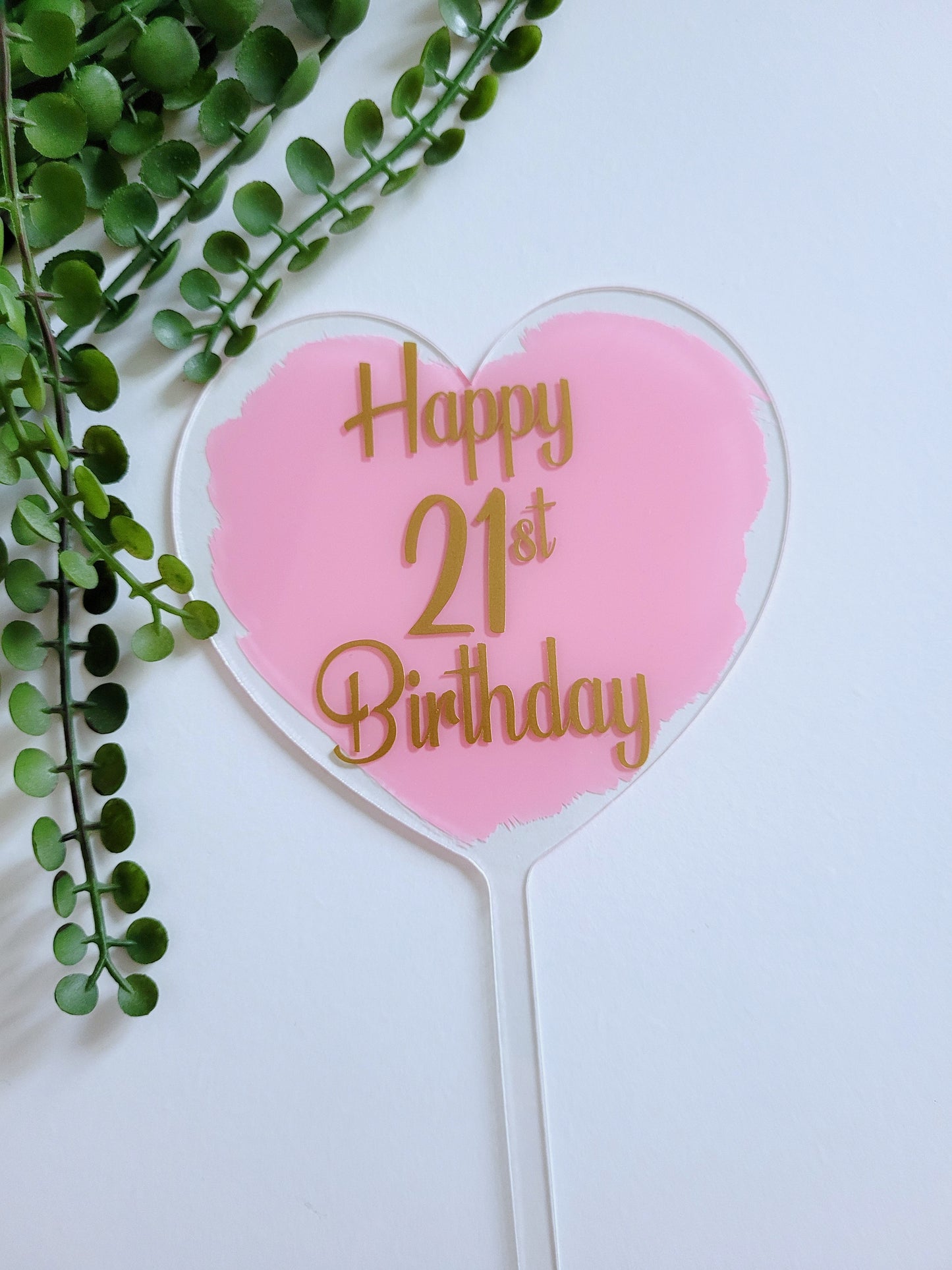 Heart shaped Personalised Cake Topper, painted