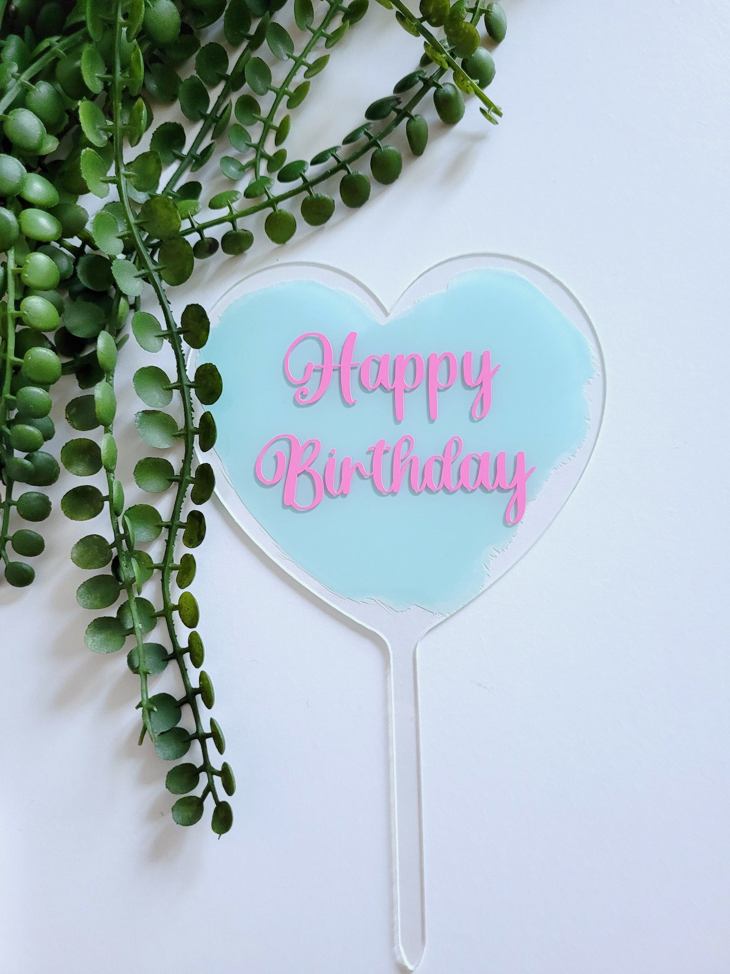 Heart shaped Personalised Cake Topper, painted