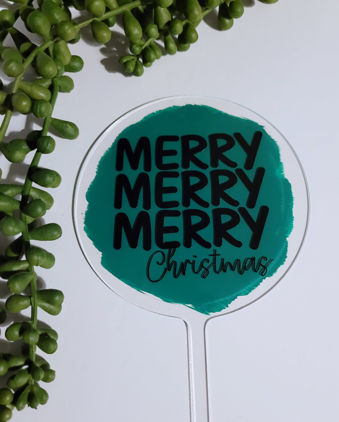 Merry Merry Merry Christmas Cake Topper, painted