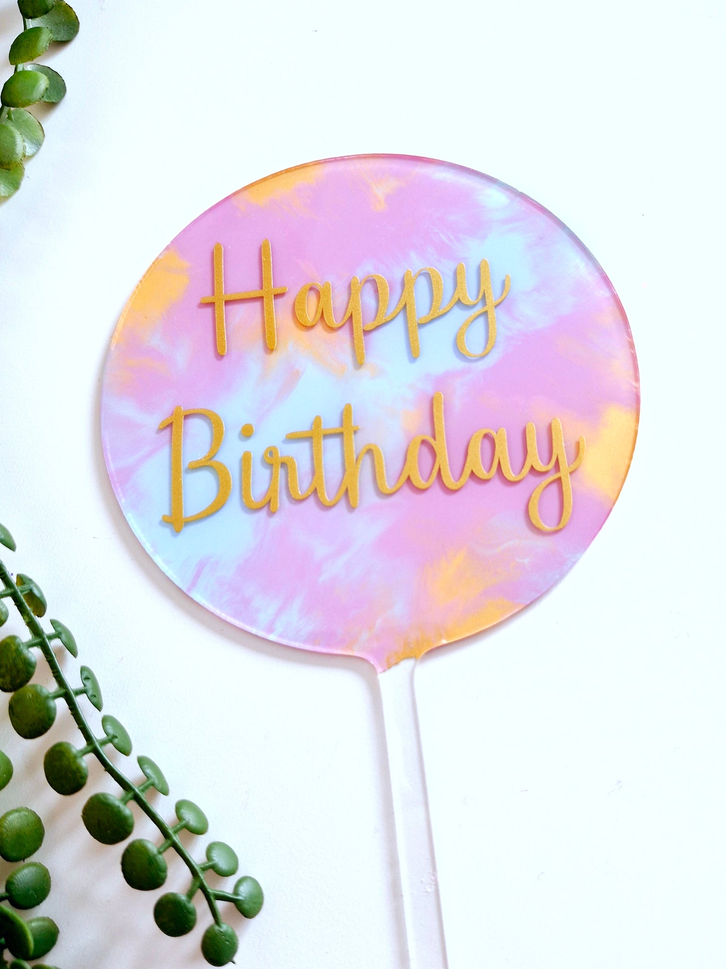 Personalised Mystic Waves Tie-Dye Cake Topper – Custom Name & Age Party Decoration