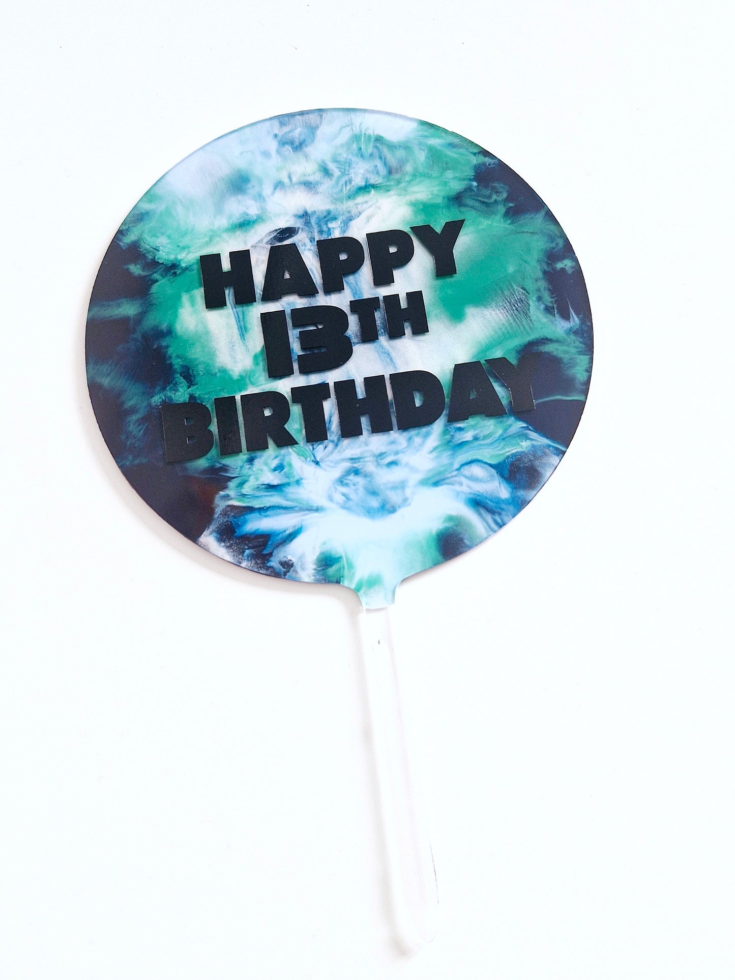 Personalised Electric Tie-Dye Cake Topper – Custom Name & Age Party Decoration