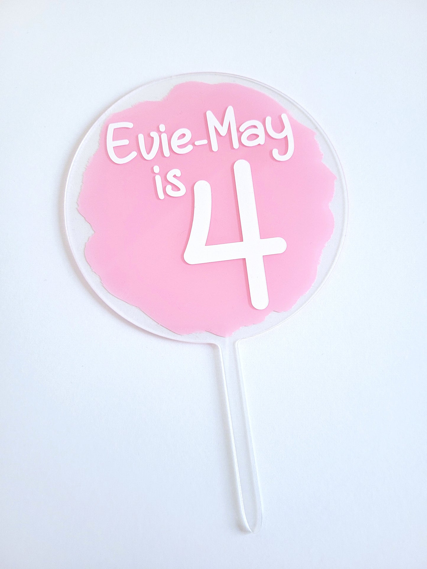 Personalised Number Cake Topper, Happy Birthday painted