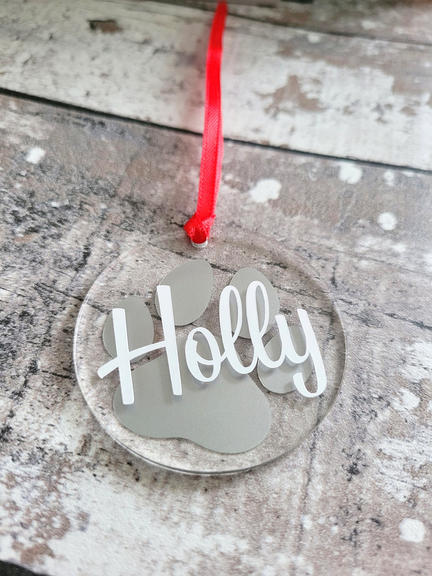 Personalised Paw Print Christmas Tree Ornament – Festive Pet Lover Holiday Decoration