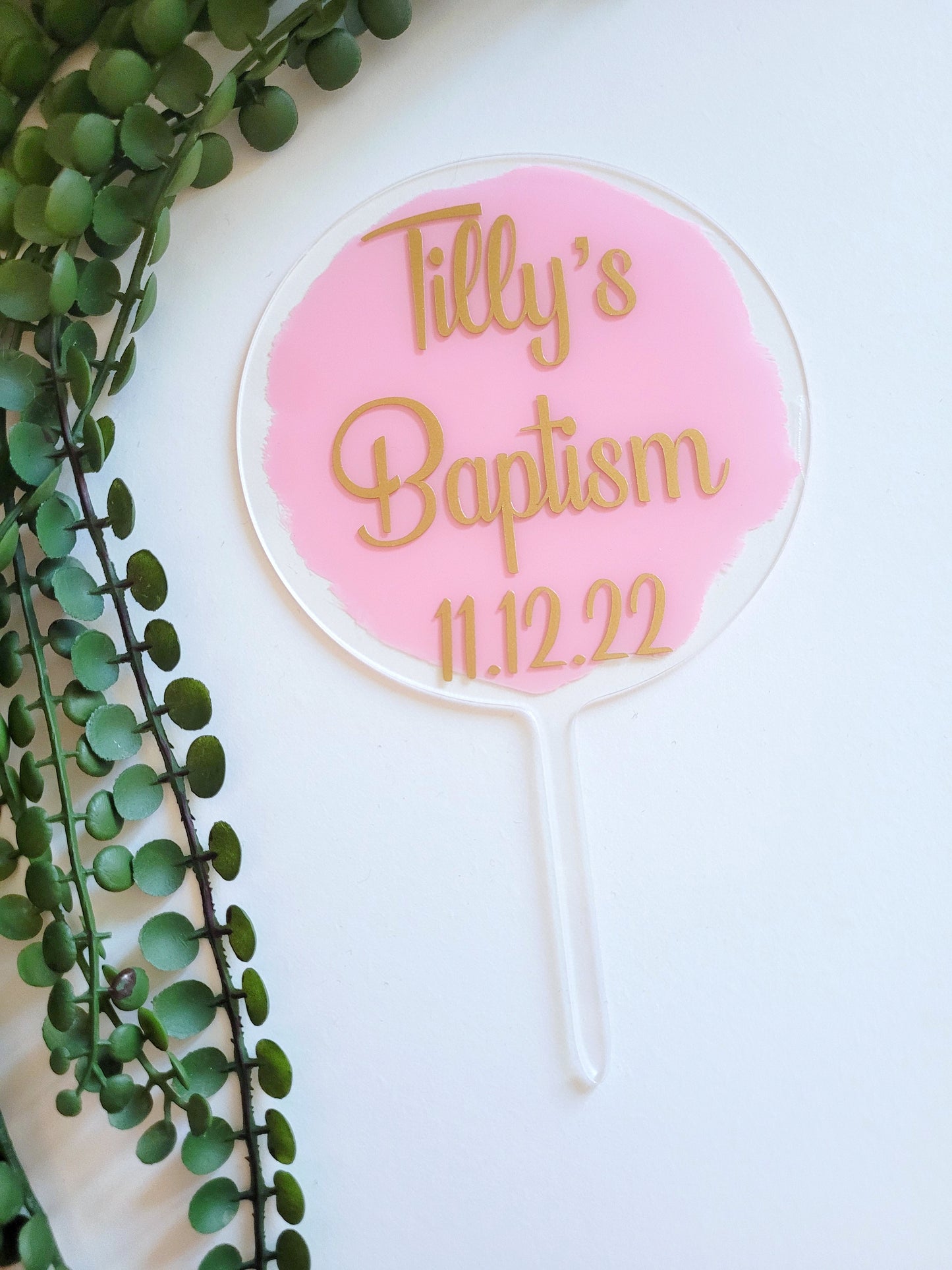 Personalised Baptism Cake Topper, painted