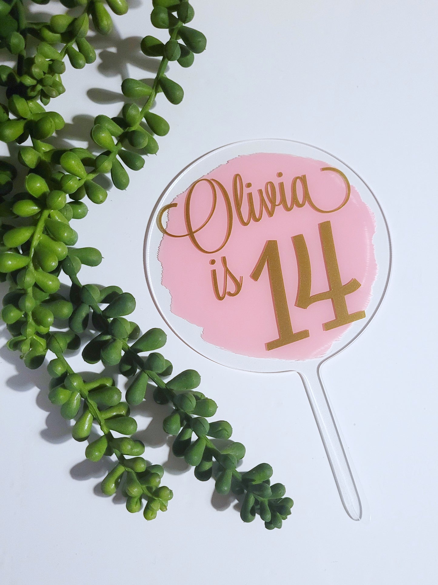 Personalised Number Cake Topper, Happy Birthday painted