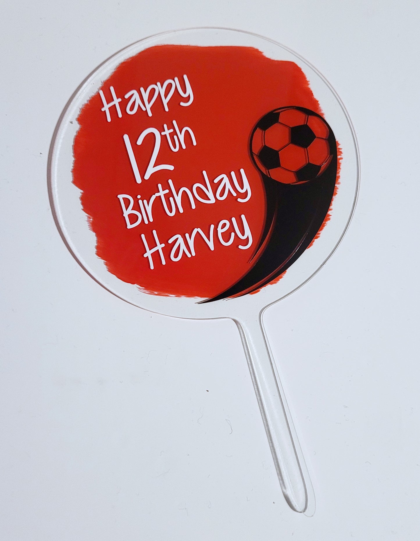 Personalised Football design Birthday Cake Topper, painted