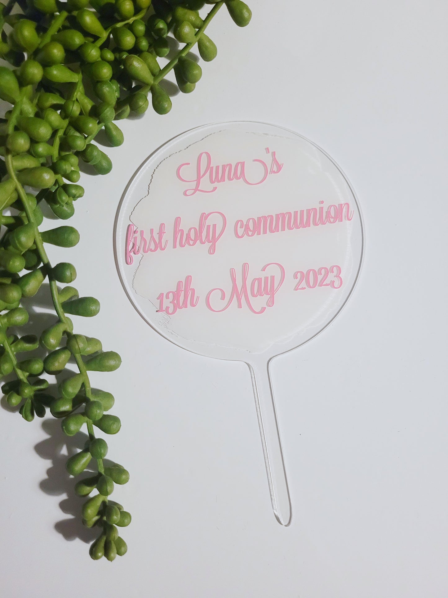 Personalised Holy Communion Cake Topper, painted