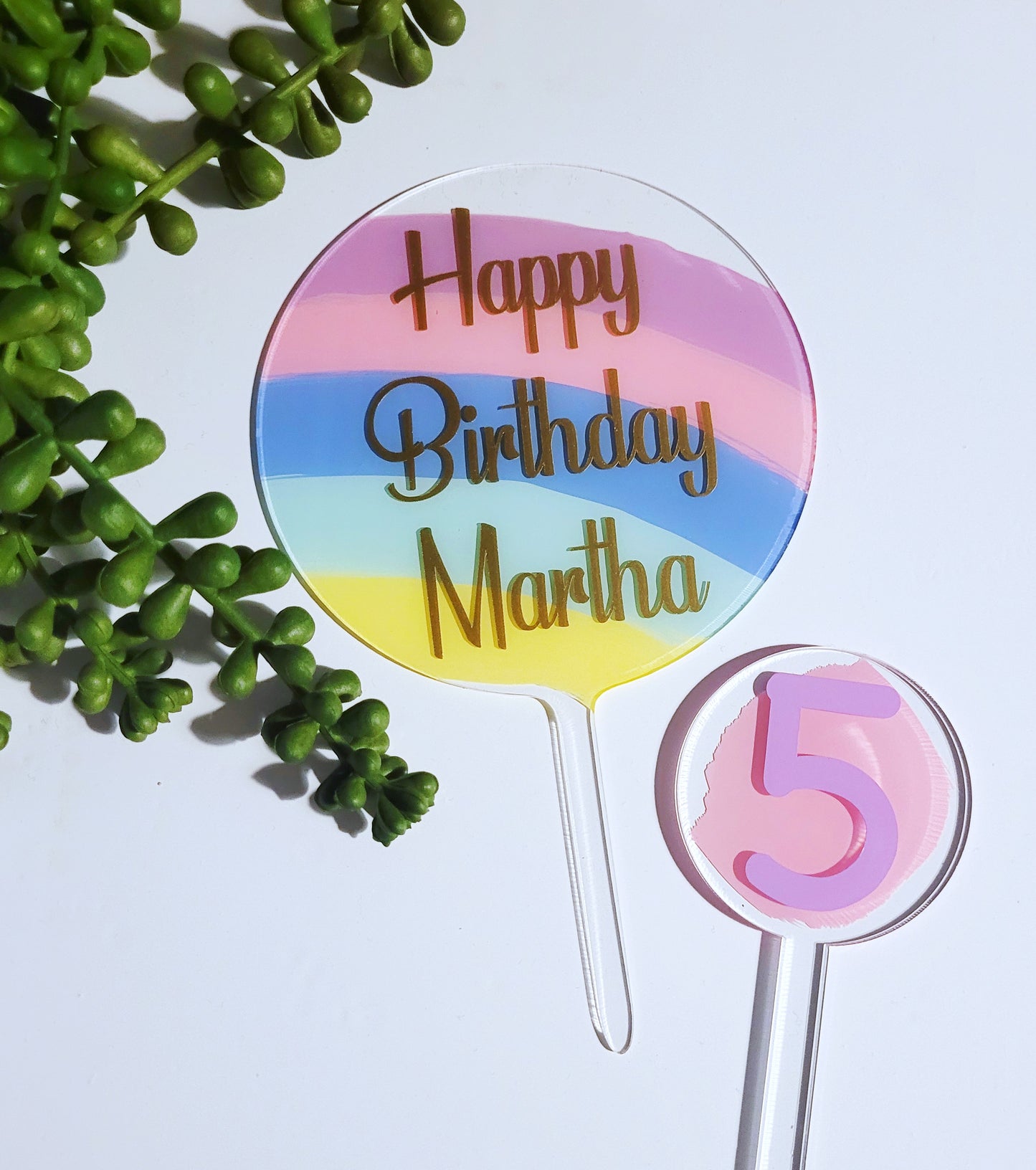 Rainbow Acrylic Cake Topper 10cm –  Colorful Decoration for Birthdays & Celebrations!