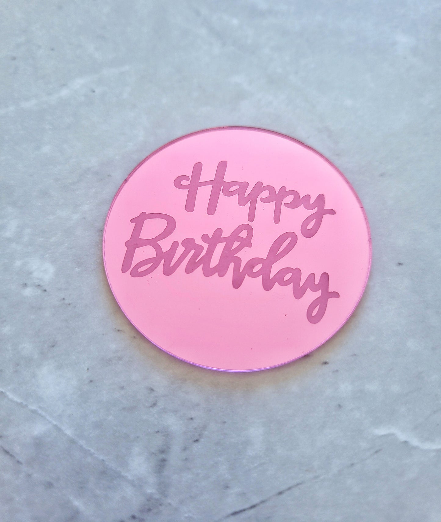 Mirrored Happy Birthday Cupcake Topper 5cm