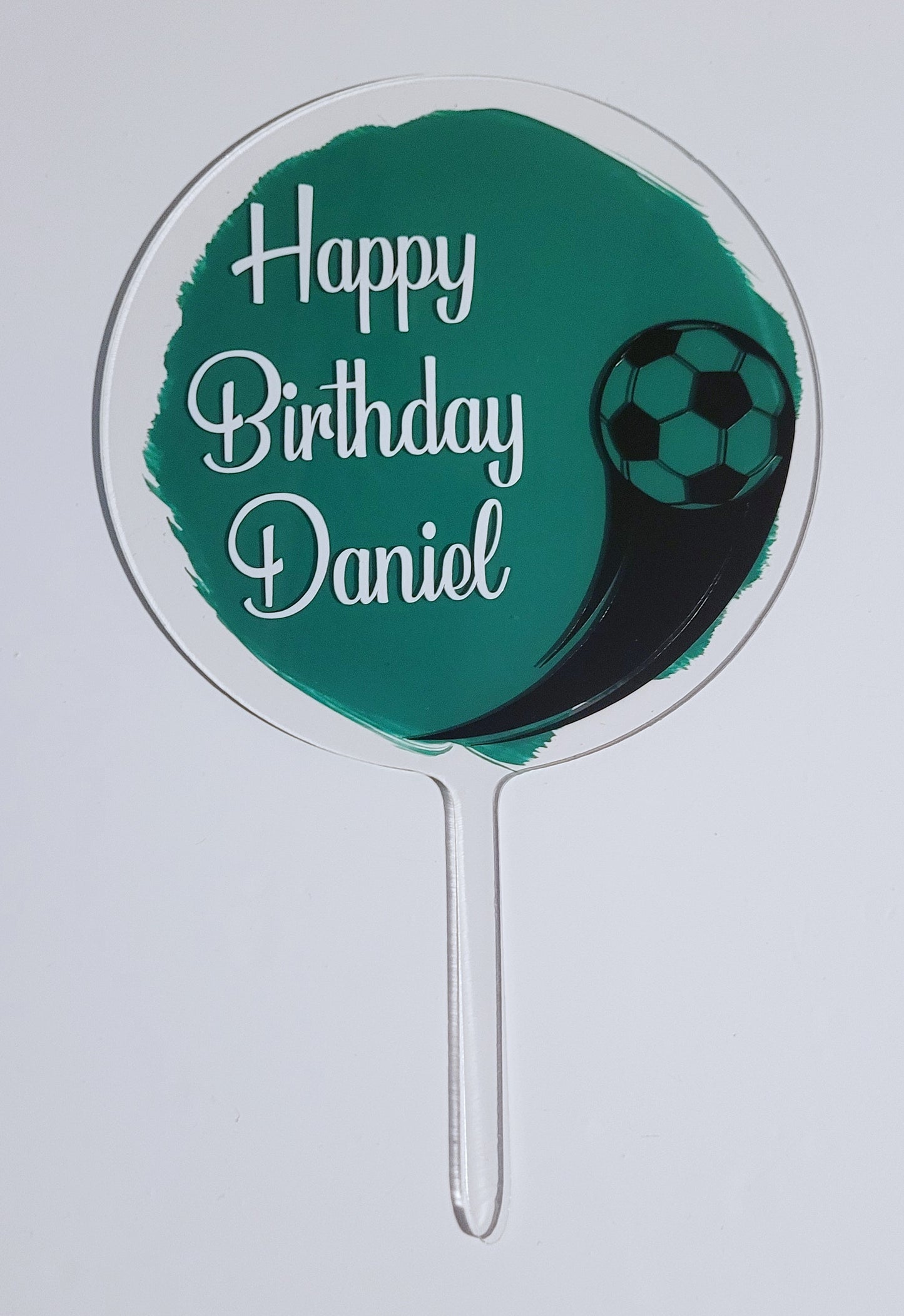 Personalised Football design Birthday Cake Topper, painted