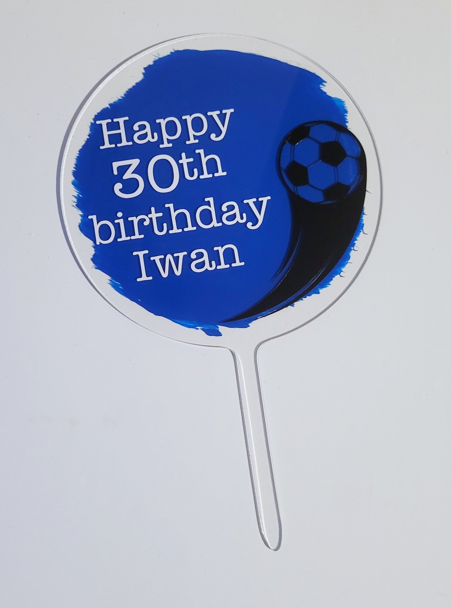 Personalised Football design Birthday Cake Topper, painted