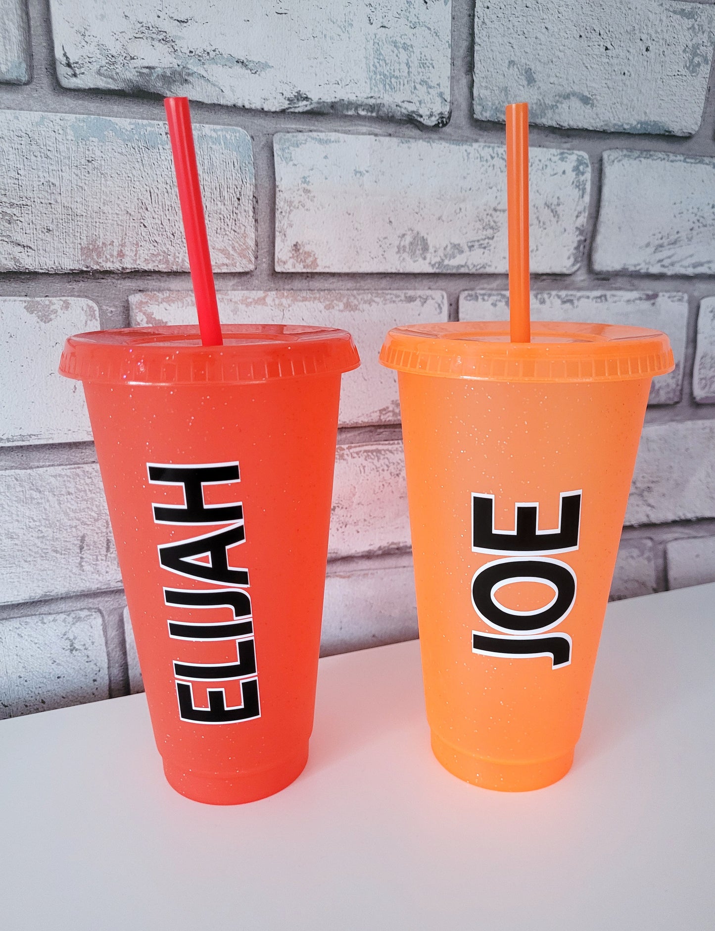 Personalised Glitter cold cup 24oz with lid and straw, reusable