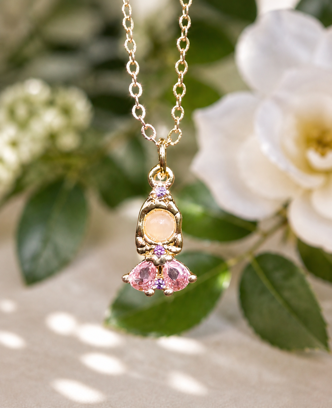 Moonlit Rose Princess – Delicate Pendant Necklace
