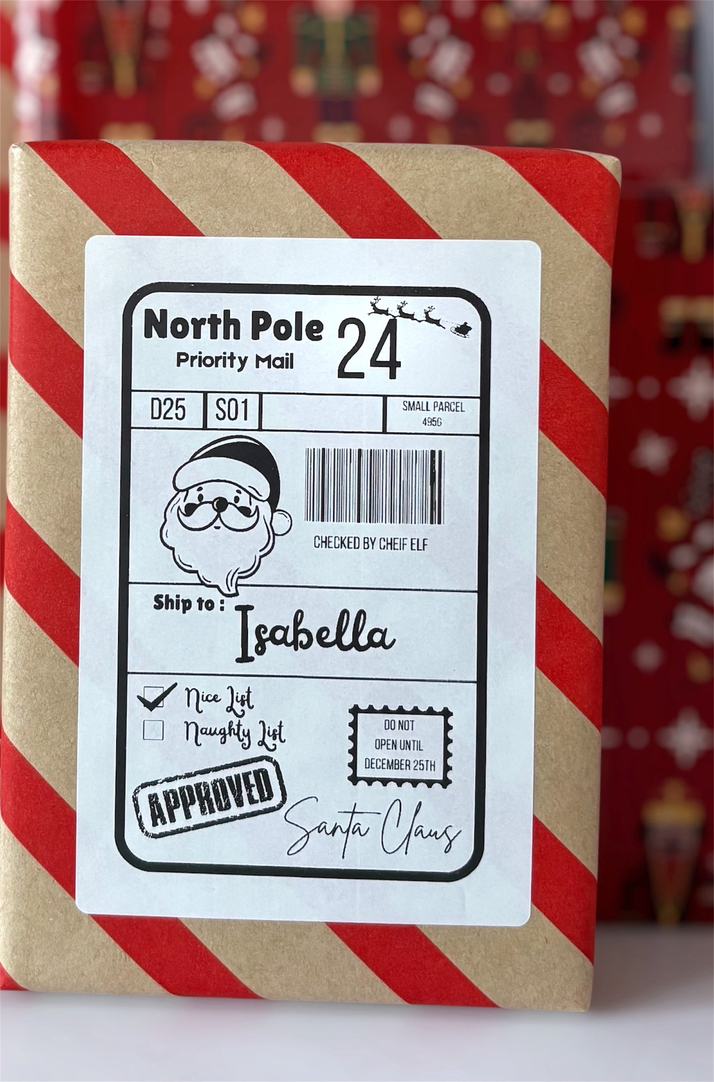 Magical Santa Delivery Labels – 10 Personalised Black & White Gift Tags